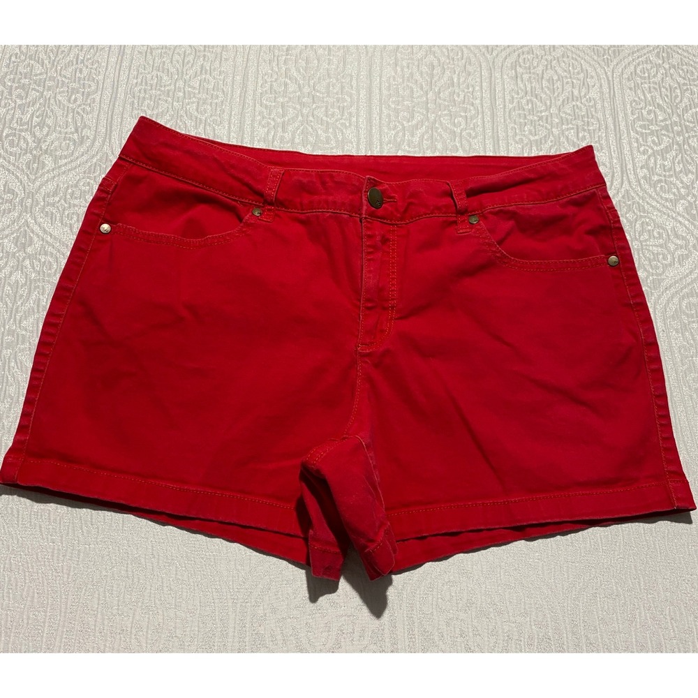 Faded Glory Womens Size 14 Brilliant Red Cotton Stretch Shorts FGL17811